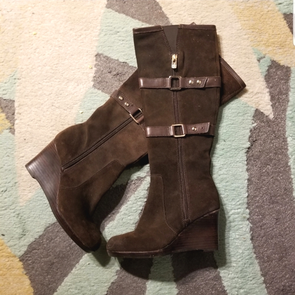 Antonio Melani Genuine Leather Zip Up Boots